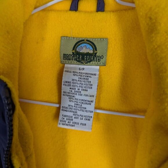 Vintage Northern Spirits Puffer Vest – Blue & Yellow Fleece – Size Small - Picture 4 of 6